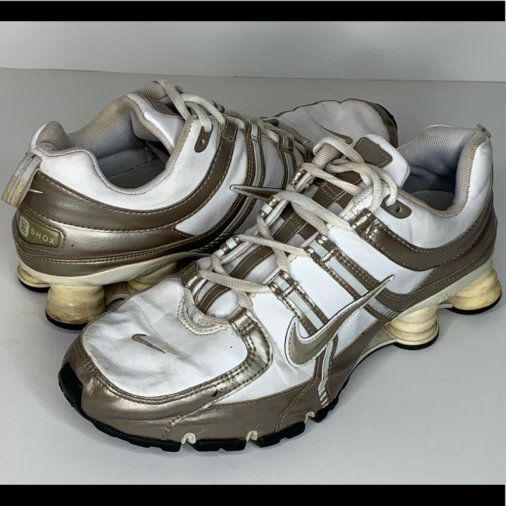 Nike Shox TL1 2007 Womens 9.5 M White Metallic Silver Running Shoes 317426-101